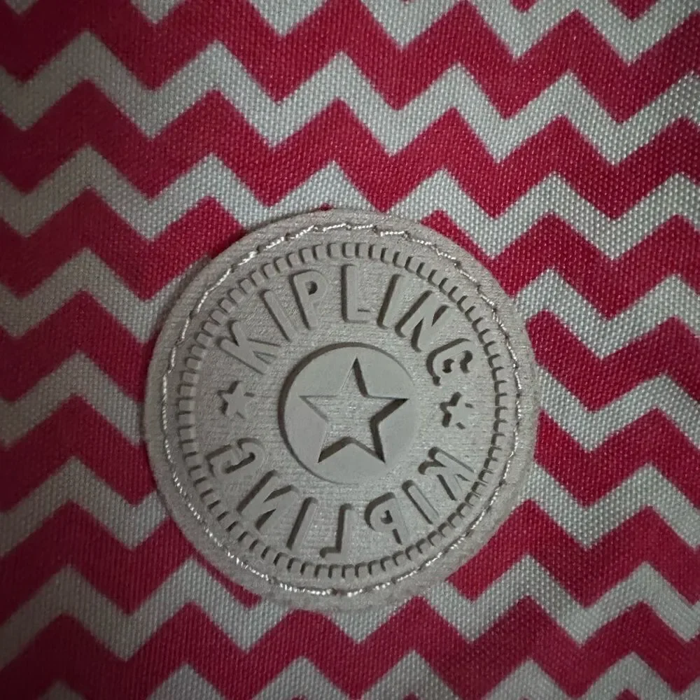 Kipling Seoul Small Backpack red and white zig zag pattern - OS